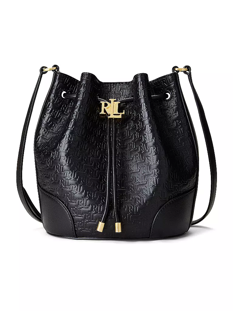 LAUREN RALPH LAUREN Ledertasche Bucket Bag DRAWSTRING Medium schwarz